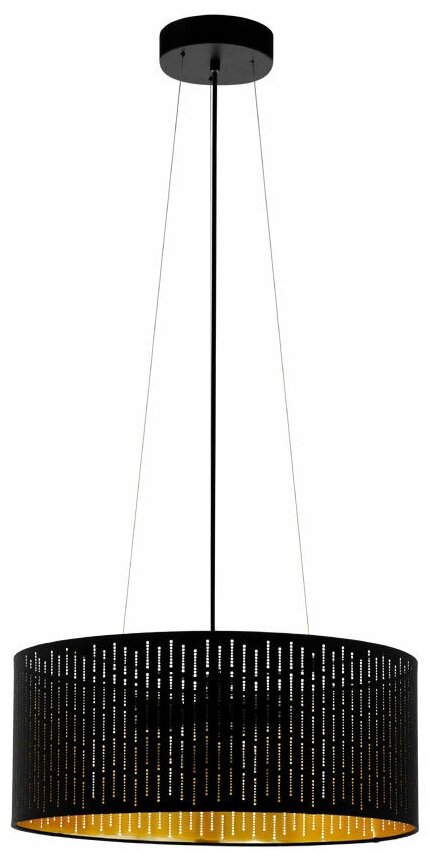 Светильник EGLO Varillas 98313, E27, 120 Вт, кол-во ламп: 3 шт., цвет арматуры: черный, цвет плафона: золотой