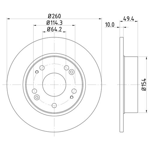 фото Тормозной диск задний nisshinbo nd8004k 260x10 для honda accord