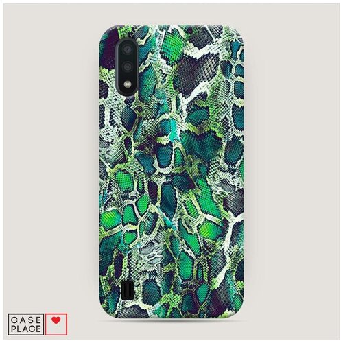фото Чехол пластиковый samsung galaxy a01 зеленая кожа змеи case place