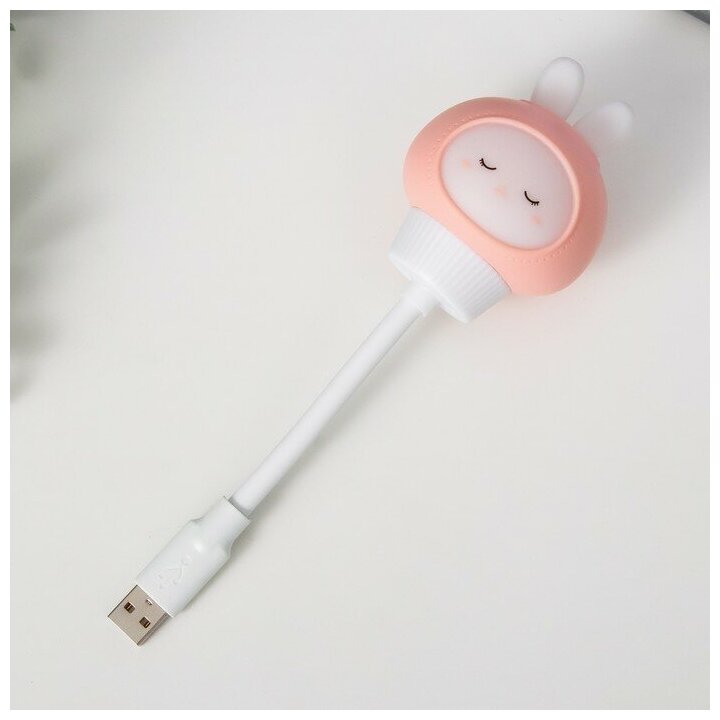 Ночник Зайчик LED USB бело-розовый 6,8х6х19 см - фотография № 5