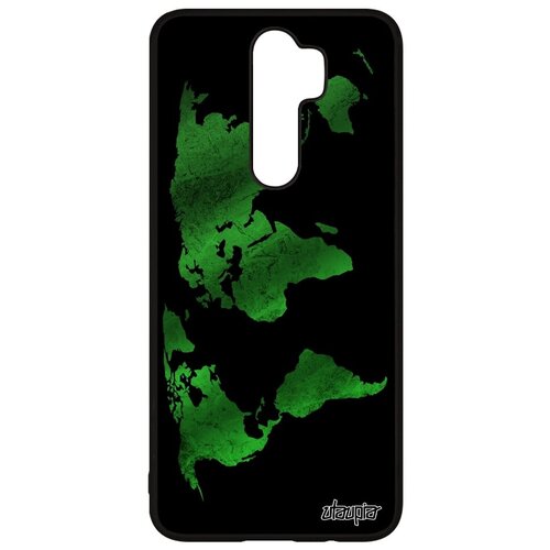 фото Красивый чехол на телефон // xiaomi redmi note 8 pro // "карта мира" глобус дизайн, utaupia, черный