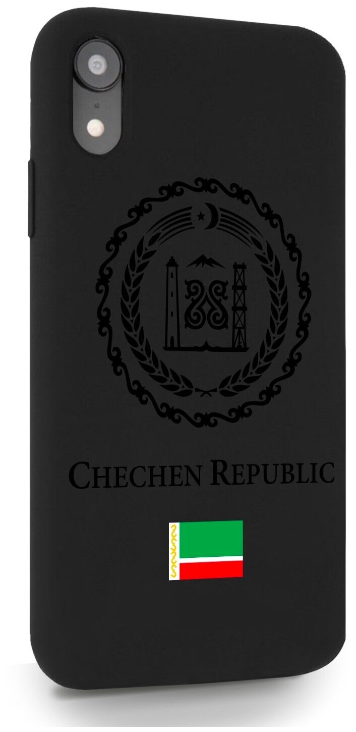 Черный силиконовый чехол SignumCase для iPhone XR Черный лаковый Герб Чечни для Айфон 10R