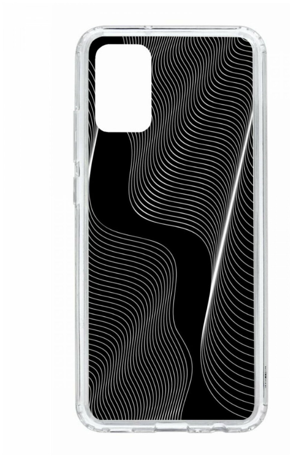 Чехол для Samsung Galaxy A02s Kruche Print Line black, пластиковая накладка, силиконовый бампер с защитой камеры, защитный прозрачный кейс с рисунком