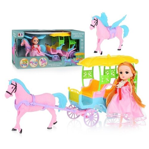 Карета Oubaoloon с лошадью и куклой, в коробке (HY3B-3)