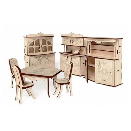 фото Конструктор деревянный 3d "набор мебели кухня", подвижный lemmo