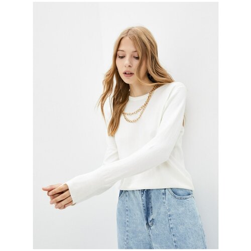 Белый трикотажный джемпер Incity, цвет кипенно-белый, размер L