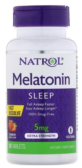 Таблетки растворимые Natrol Melatonin Fast Dissolve, 5 мг, 90 шт.