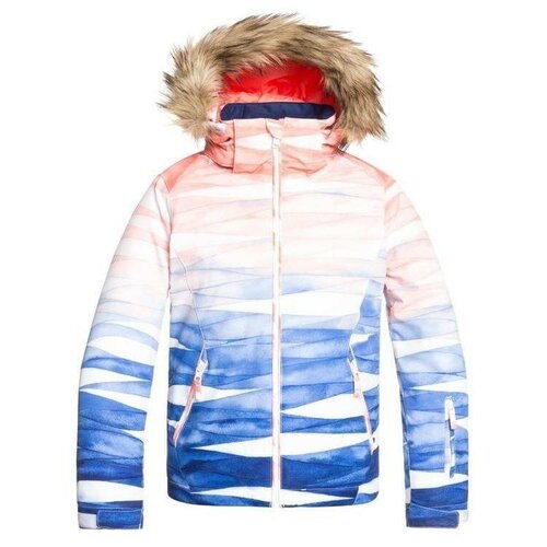 Куртка Сноубордическая Детская Roxy 2019-20 Jet Ski Girl Mid Denim Yumi Yamada Print (Eur:10/M) цвет голубой/оранжевый