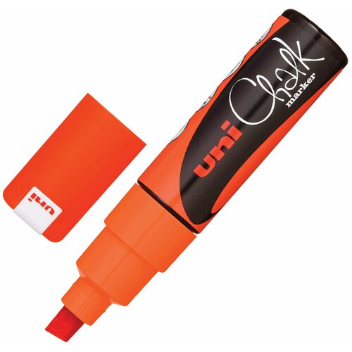 Маркер меловой UNI Chalk, 8 мм, оранжевый, влагостираемый, для гладких поверхностей 1 шт.