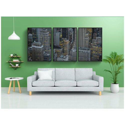 фото Набор модулных постеров для интерьера "здания, небоскребы, нью-йорк" 60x90 см. в тубусе, без рамки lotsprints