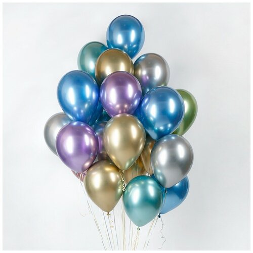 фото Набор из воздушных шаров, наполненных гелием хром микс япраздник