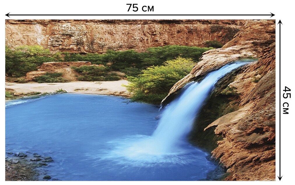 Придверный коврик в прихожую JoyArty "Тонкий водопад в каньоне" для обуви, на резиновой основе, 75x45 см - фотография № 2