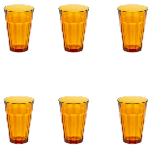 Набор стаканов Duralex PICARDIE AMBER 1029DB06A0111, 360 мл, 6 шт., прозрачный/оранжевый