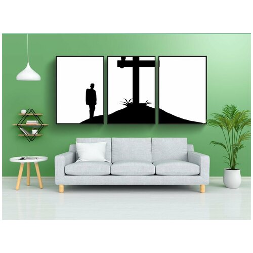 фото Набор модулных постеров для интерьера "саммит крест, силуэт, саммит" 60x90 см. в тубусе, без рамки lotsprints