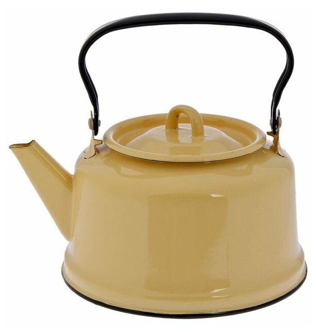 Чайник, 3,5 л, эмалированная крышка, закатное дно, индукция, цвет бежевый