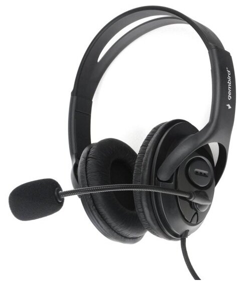 Гарнитура Gembird стерео, черный, регулятор громкости, 1.8 м - фото №1