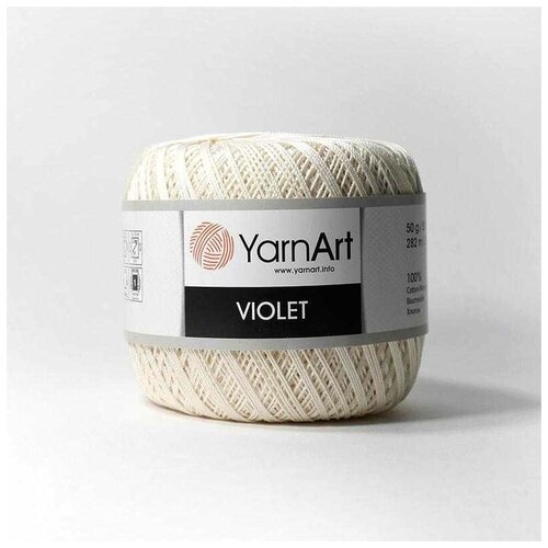 Пряжа YarnArt Violet Цвет.6282 Молоко, кремовый, 6 мот, Мерсеризованный хлопок - 100%