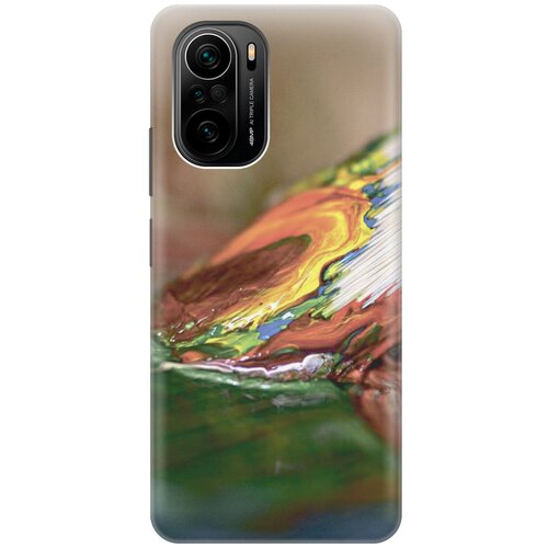 фото Силиконовый чехол на xiaomi poco f3 / сяоми поко ф3 с принтом "кисть и краска gosso