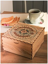 Коробка для чайных пакетиков MARKOV.DESIGN деревянная, 15х15х7 см, до 64 пакетиков Квадратная