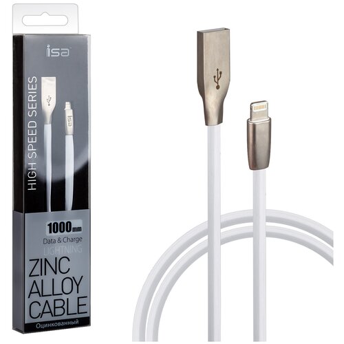 Кабель USB Lightning Zinc Alloy CB-09 ISA 1 метр (белый)