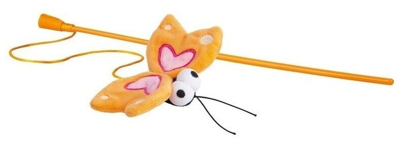 Rogz Игрушка-дразнилка для кошек плюшевая бабочка с кошачьей мятойоранжевый (CATNIP BUTTERFLY WAND) CTT01-D0,026 кг35229