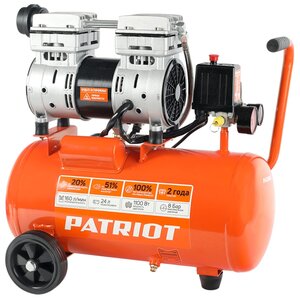 <b>Компрессор</b> безмасляный PATRIOT WO 24-160, 24 л, 1.1 кВт <b>Компрессор</b> поршневой безмасляный PATRIOT WO 