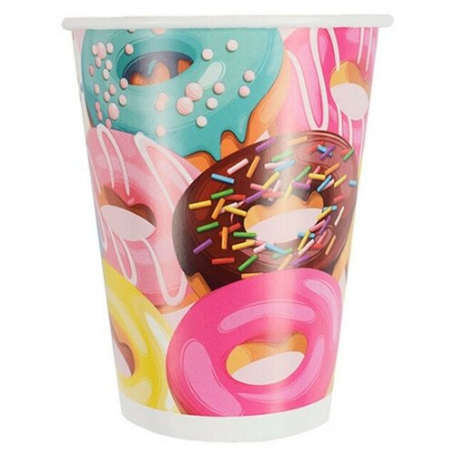 Стакан одноразовый бумажный 200мл Пончики 6шт/уп арт.6058302