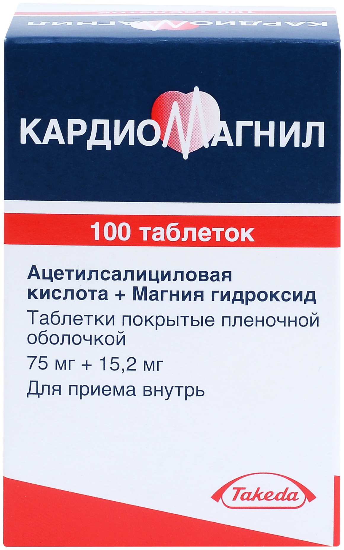 Кардиомагнил таб. п/о плен., 75 мг+15.2 мг, 100 шт.