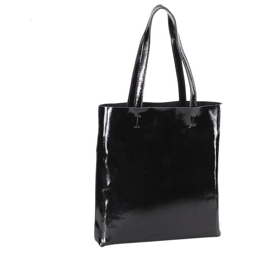 фото Сумка шоппер, сумка-шоппер кожанная polina&eiterou , лаковая кожа polina & eiterou
