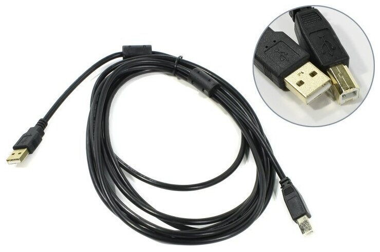 Кабель интерфейсный USB 2.0 Exegate EX138947RUS Am/Bm, 3м, 2 фильтра - фото №2