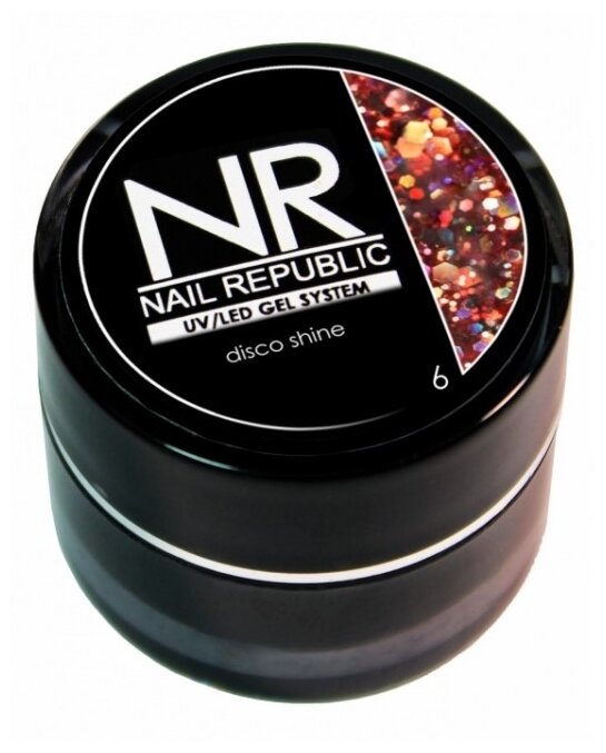 NAIL REPUBLIC DISCO SHAIN гель-краска С крупными блестками шестигранниками №6 7ГР