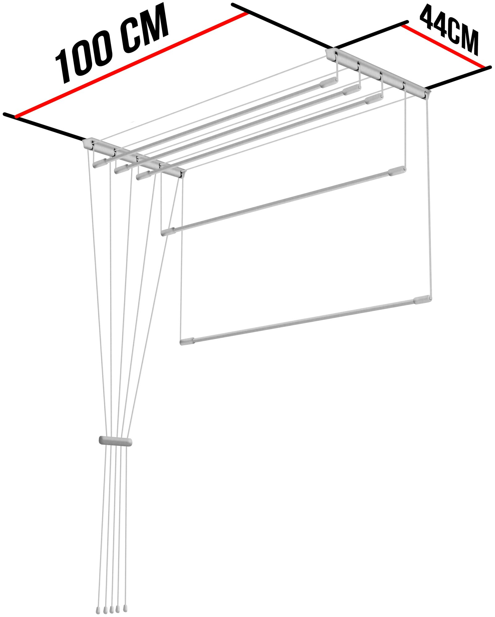 Сушилка для белья настенно-потолочная "Лиана", 5 прутьев, длина 1м - фотография № 2