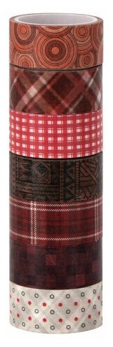 Клейкие WASHI-ленты для декора оттенки красного 15 мм х 3 м 7 цветов рисовая бумага остров сокровищ, 4 шт