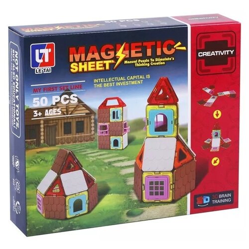 Конструктор LeTai Magnetic Sheet Creativity LT7003, 50 дет. конструктор letai magnetic sheet creativity lt7004 магический магнит 28 дет