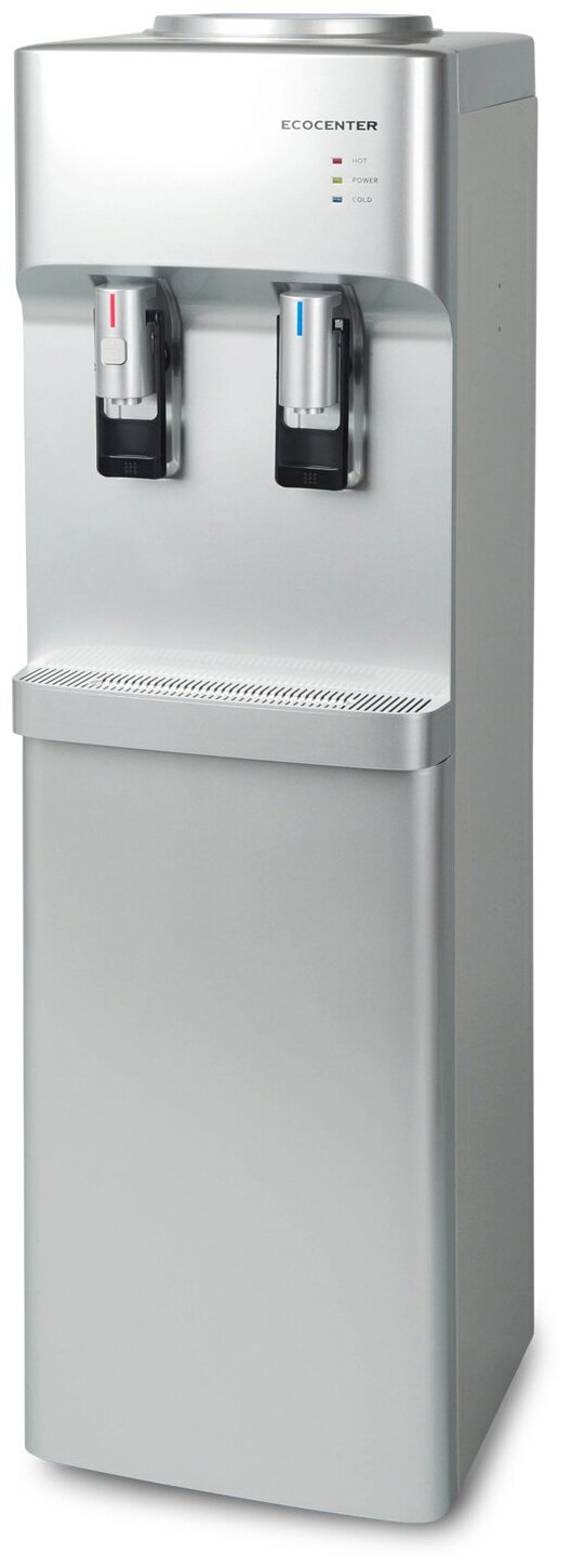 Кулер (диспенсер) для воды напольный с нагревом и электронным охлаждением ECOCENTER A-F522EC с шкафчиком, серебро