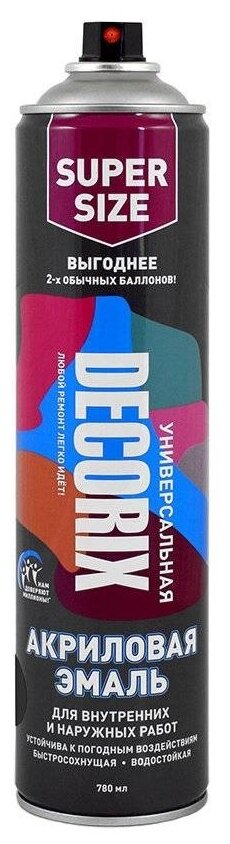 DECORIX 011801DX DECORIX Эмаь универсаьная чёрный гянцевый 780 м аэрозоь