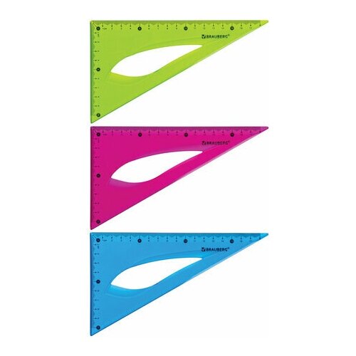 Треугольник 30х18 см гибкий BRAUBERG FLEX, пластиковый, ассорти, европодвес, 210677 - 12 шт. треугольник 30° 18см brauberg flex пластик цветной 24шт 210677