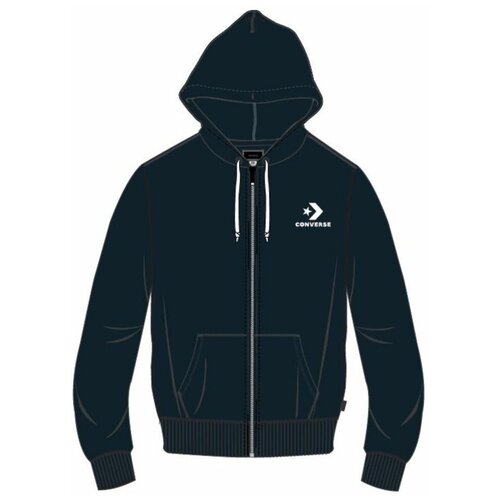 фото Толстовка converse star chevron emb fz hoodie ft 10008925467 с капюшоном синяя (m)