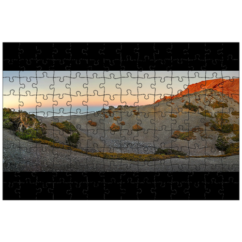 фото Магнитный пазл 27x18см."альпийский закат, mt лысый, рюкзак" на холодильник lotsprints