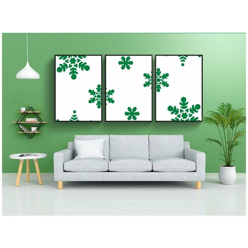 фото Набор модулных постеров для интерьера "снежинки, зима, снег" 60x90 см. в тубусе, без рамки lotsprints