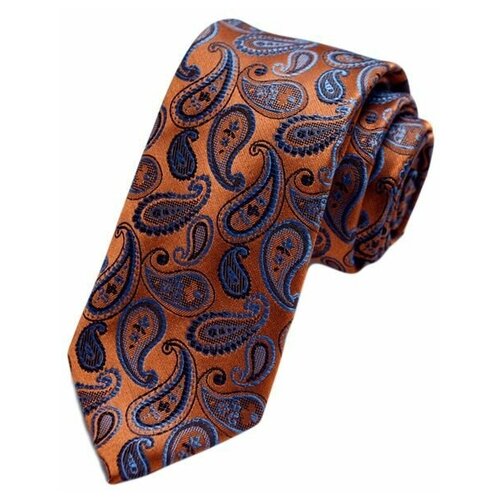Широкий мужской галстук в стиле пейсли оранжевый