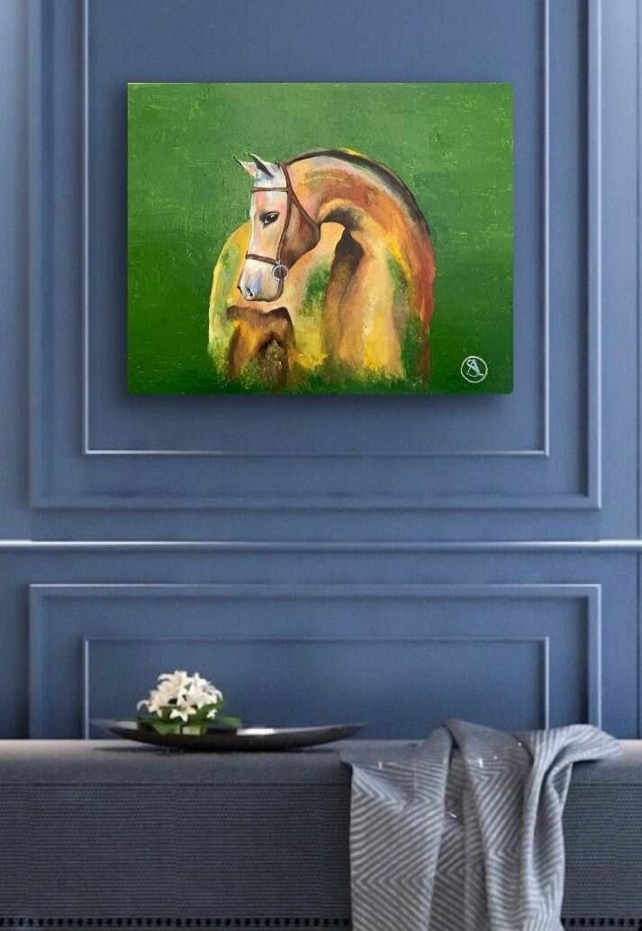 Картина маслом на холсте, Лошадь, ручная работа