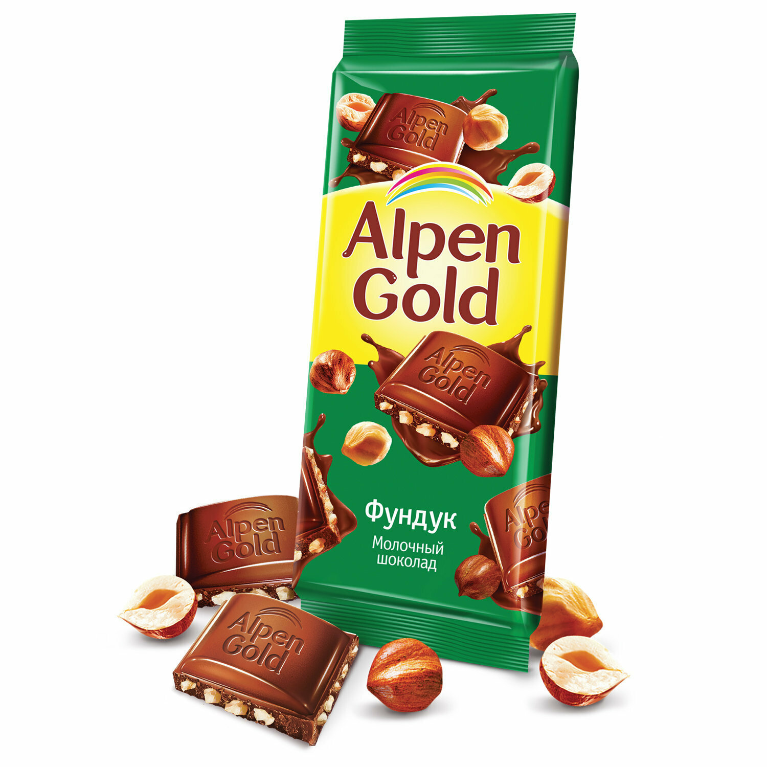 Шоколад ALPEN GOLD (альпен голд) молочный начинка дробленый фундук 85г