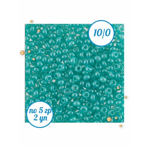 Бисер круглый 23мм 5гр стекло бирюза2шт 250₽