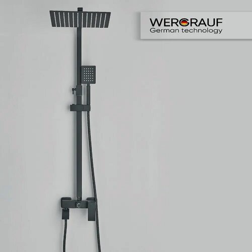 Изображение товара Душевая система Wergrauf 3W-30B с тропическим душем 30х30 цвет черный