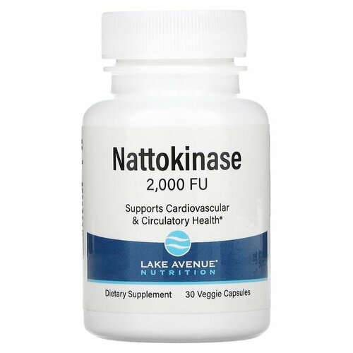 Наттокиназа, Nattokinase, Proteolytic Enzyme 2000 FUs, Lake Avenue, 30капсул