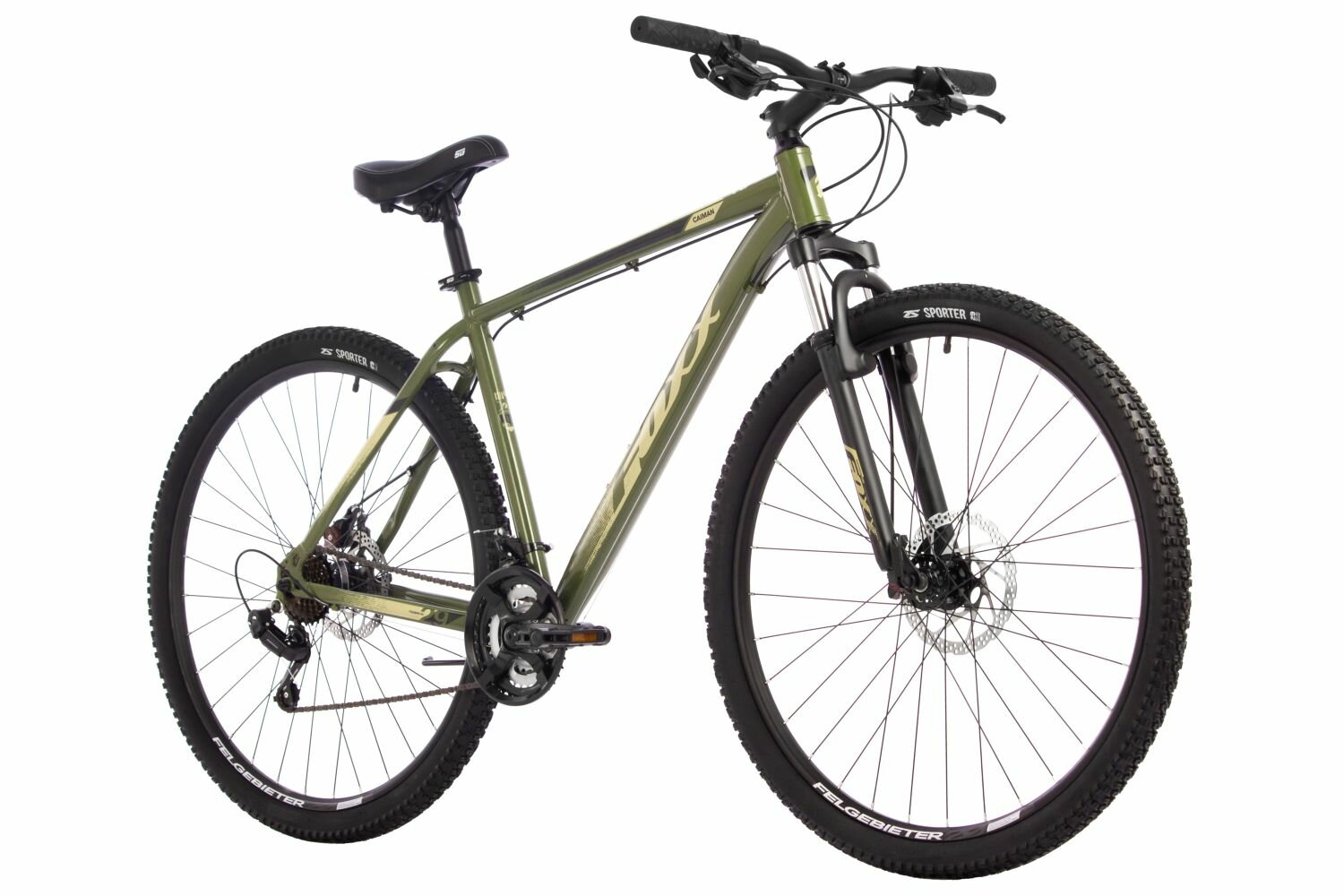 Велосипед Foxx Caiman 29" (2024) (Велосипед FOXX 29" CAIMAN зеленый, сталь, размер 20")