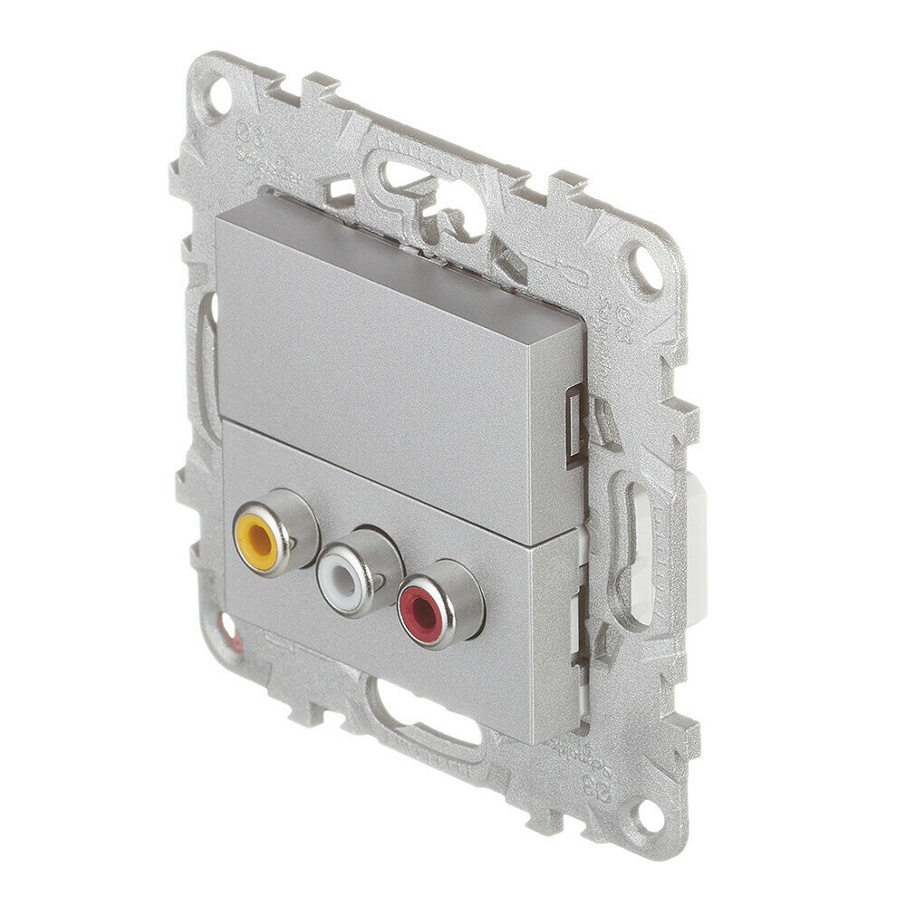 Unica New NU543130 Розетка комбинированная (3xRCA, под рамку, скрытая установка, алюминий) Schneider Electric - фото №7