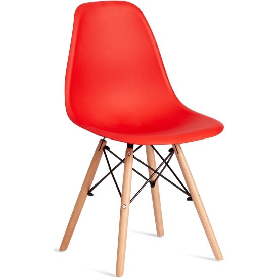 Стул Tetchair CINDY (EAMES) (mod. 1801) / 1 шт. в упаковке дерево бук/металл/сиденье пластик, 45x51x82 см, Red (красный)