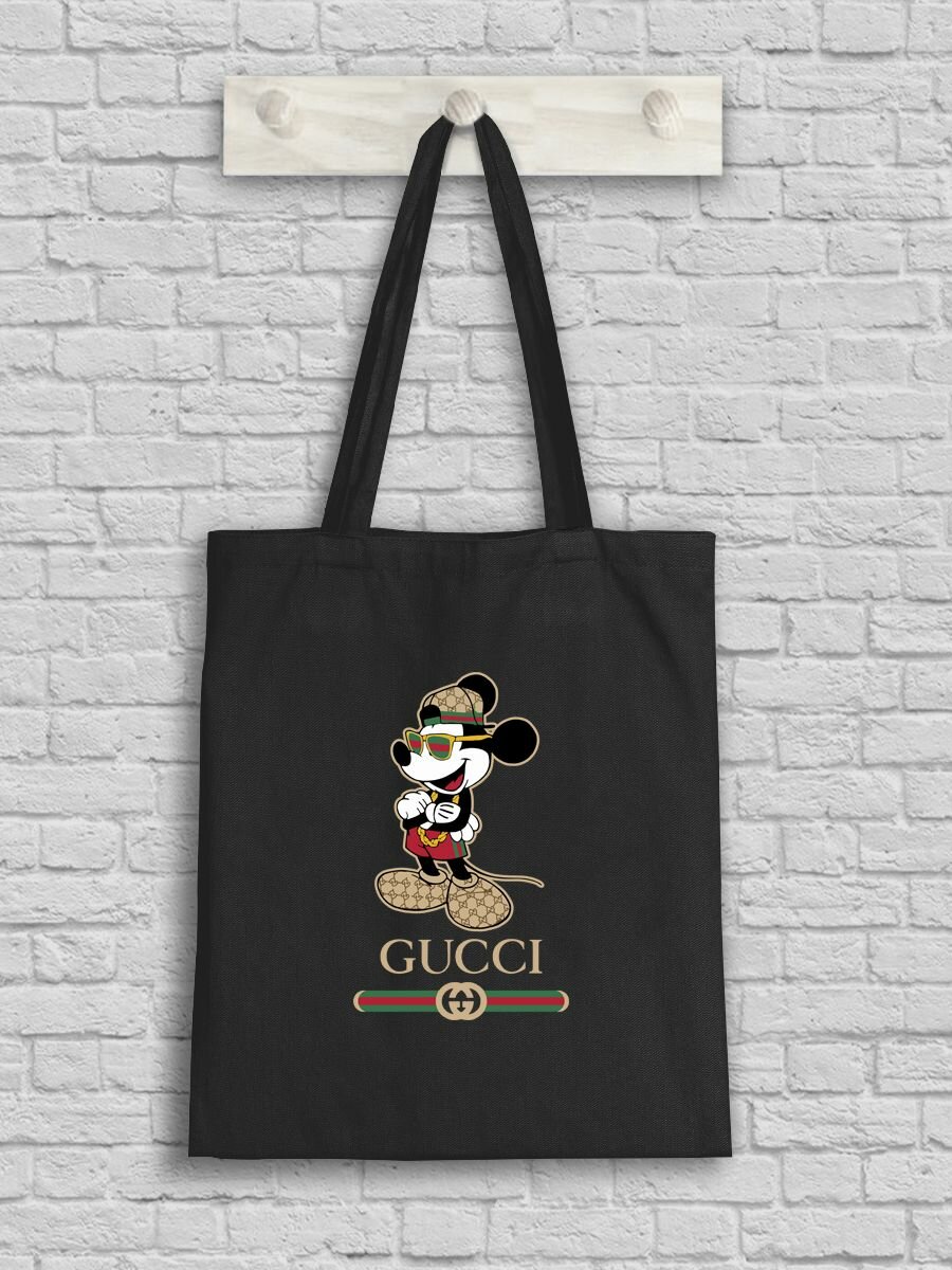 фото Сумка-шоппер Printech "Mickey Mouse Минни Маус Мультфильм Бренд Луи Дисней" Черная SH-GB20P90/BL